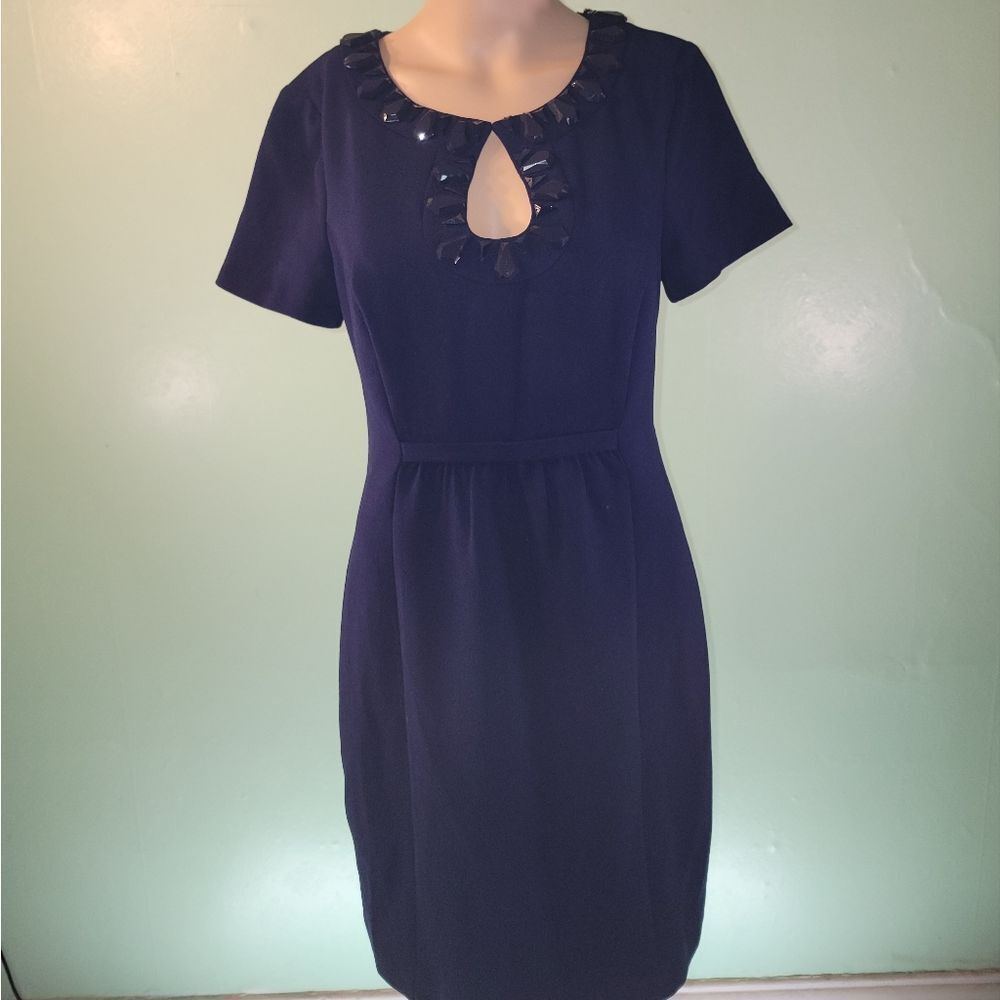 Trina Turk purple blue midi dress beaded